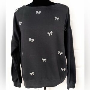 Vinyl Icons Black Embellished Bow Sweatshirt